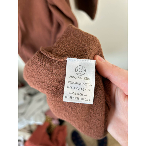 ANOTHER GIRL Brown Organic Cotton Zig Zag‎ Longline Cardigan Size Small - Picture 7 of 7